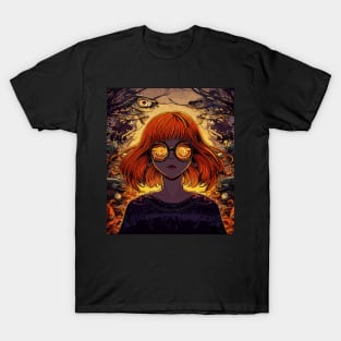 Abstract portrait girl in weird spooky forest T-Shirt